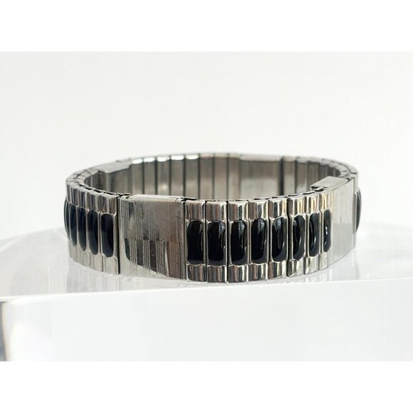 Two Toned 1970's Back Flexible Stretch Elastic Unisex Minimalist Bracelet - Picture 2 of 10